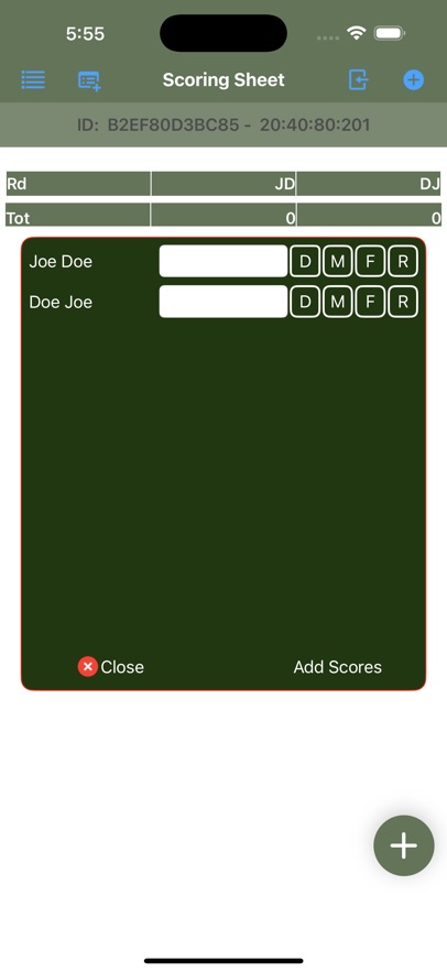 Rummy Score Sheet